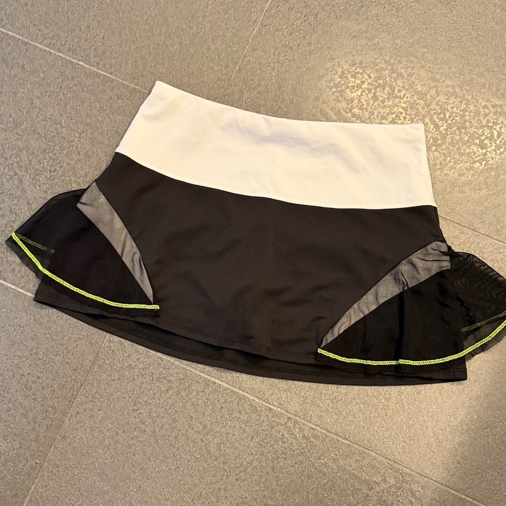 Lucky in Love Black and White Mini Skirt with Neon Accents